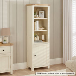 The Furniture Market Marbury Cream Painted Tall Narrow Bookcase With 1 Door Cupboard - thumbnail 4