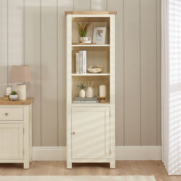 The Furniture Market Marbury Cream Painted Tall Narrow Bookcase With 1 Door Cupboard - thumbnail 2
