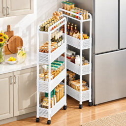4 Tier Narrow Gap Storage Trolley With Wheels Mobile Rolling Cart For Kitchen Bathroom And Home Organization - thumbnail 2