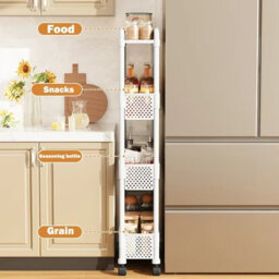 4 Tier Narrow Gap Storage Trolley With Wheels Mobile Rolling Cart For Kitchen Bathroom And Home Organization - thumbnail 3