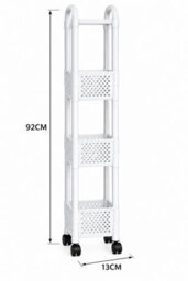 4 Tier Narrow Gap Storage Trolley With Wheels Mobile Rolling Cart For Kitchen Bathroom And Home Organization - thumbnail 4