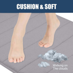 Ameha Memory Foam Bath Mat Non Slip 40 X 60 Cm Silver Washable Super Absorbent Bathroom Mat Extra Soft Mats - thumbnail 4