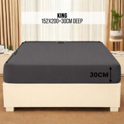 Aspire Homeware Charcoal Fitted Sheet-(30Cm) Deep Hotel Quality -Breathable Fitted Bed Sheets King (L)200 X (W)152Cm - thumbnail 7
