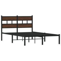 Berkfield Bed Frame Without Mattress With Headboard Brown Oak 120X200 Cm - thumbnail 3