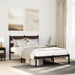 Berkfield Bed Frame Without Mattress With Headboard Brown Oak 120X200 Cm