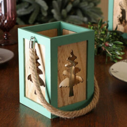 Dibor Green Wooden Indoor Outdoor Decoration Tree Candle Lantern - thumbnail 4