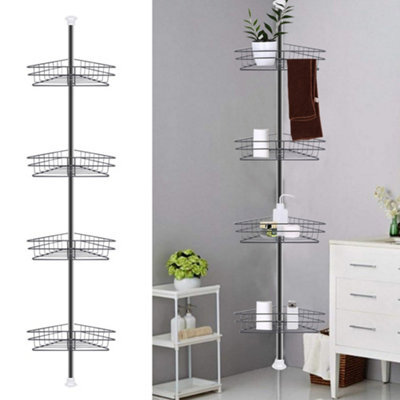 Living And Home 4 Tier Black Adjustable Metal Bathroom Corner Shelf Shower Caddy Basket Organizer H 245 Cm - image 1