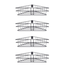 Living And Home 4 Tier Black Adjustable Metal Bathroom Corner Shelf Shower Caddy Basket Organizer H 245 Cm - thumbnail 6