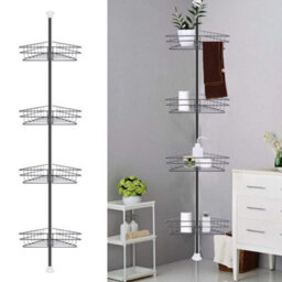 Living And Home 4 Tier Black Adjustable Metal Bathroom Corner Shelf Shower Caddy Basket Organizer H 245 Cm