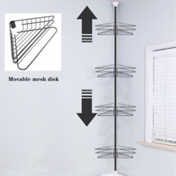 Living And Home 4 Tier Black Adjustable Metal Bathroom Corner Shelf Shower Caddy Basket Organizer H 245 Cm - thumbnail 2