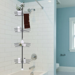 Living And Home 4 Tier Black Adjustable Metal Bathroom Corner Shelf Shower Caddy Basket Organizer H 245 Cm - thumbnail 3