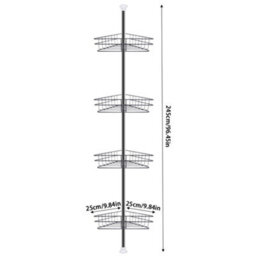 Living And Home 4 Tier Black Adjustable Metal Bathroom Corner Shelf Shower Caddy Basket Organizer H 245 Cm - thumbnail 8