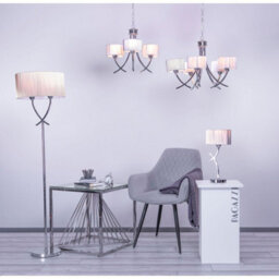 Pagazzi Lighting Pagazzi Justina 2 Light Polished Chrome Floor Lamp With Silver Thread Shade - thumbnail 3