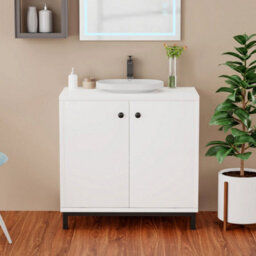 White Bathroom Under Sink Vanity Storage Cabinet - thumbnail 1