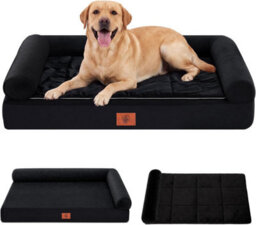 Luckracer Large Dog Bed Sofa Washable Orthopedic Dog Beds Brown 90X66X16Cm - thumbnail 1