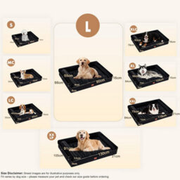 Luckracer Large Dog Bed Sofa Washable Orthopedic Dog Beds Brown 90X66X16Cm - thumbnail 2