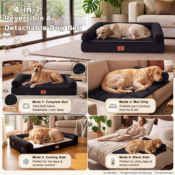 Luckracer Large Dog Bed Sofa Washable Orthopedic Dog Beds Brown 90X66X16Cm - thumbnail 5