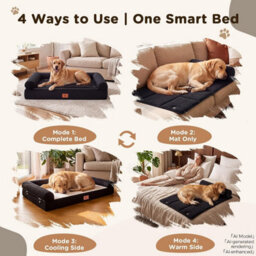 Luckracer Large Dog Bed Sofa Washable Orthopedic Dog Beds Brown 90X66X16Cm - thumbnail 4