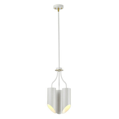 Elegant 3-Bulb Chandelier Pendant Light In White Aged Brass Finish With Led E27 Bulbs