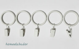Homeelabador 30mm Metal White Colour Curtain Pole Rod Rings With Clips Hanging Pack Of 20 - thumbnail 3