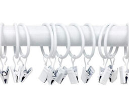 Homeelabador 30mm Metal White Colour Curtain Pole Rod Rings With Clips Hanging Pack Of 20 - thumbnail 1