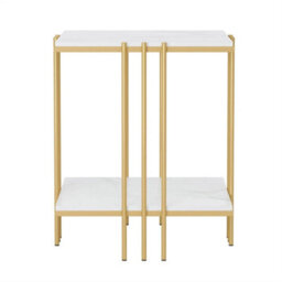 Living Room Bed Side Table Marble Top Square Coffee End Table With Storage Shelf - thumbnail 5
