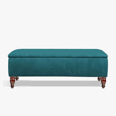 Lisbon Plain 137Cm Ottoman Storage Bench - Plush Velvet Shoe Bench - Emerald Green Upholstery Footstool With Storage - image 1
