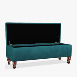 Lisbon Plain 137Cm Ottoman Storage Bench - Plush Velvet Shoe Bench - Emerald Green Upholstery Footstool With Storage - thumbnail 2