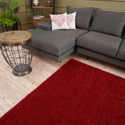 The Rugs Red Soft Plain Design Fluffy Shaggy Rugs And Runners High Pile Living Room Kitchen Hallway 380 - thumbnail 8