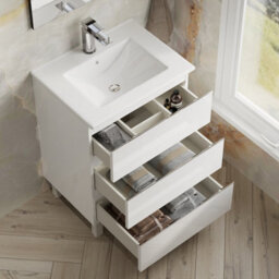 Banyetti Vatilla 600mm Floorstanding Vanity Unit With Lira Basin - Gloss White - thumbnail 4