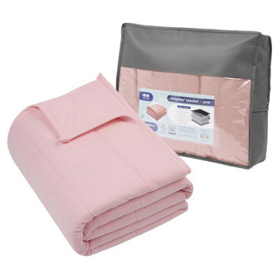 Harbour Housewares Weighted Blanket With Storage Bag - 125 X 180Cm - 6Kg - Pink - image 1