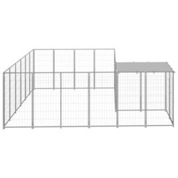 Berkfield Durable Dog Kennel Silver 8.47 M2 Steel - thumbnail 3