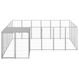 Berkfield Durable Dog Kennel Silver 8.47 M2 Steel - thumbnail 1