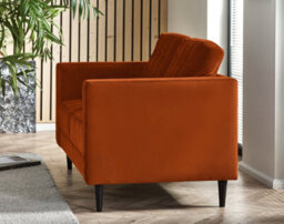 Furniturebox Jenna 2 Seater Burnt Orange Velvet Sofa With Solid Wood Frame - thumbnail 2