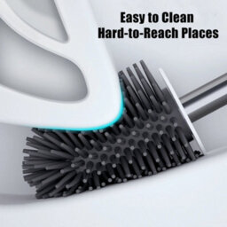 Soft Silicone Bristle Toilet Brush &holder Set Cleaning Brush Bathroom Wc Base - thumbnail 4