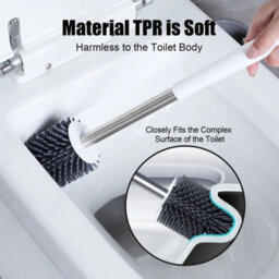 Soft Silicone Bristle Toilet Brush &holder Set Cleaning Brush Bathroom Wc Base - thumbnail 3