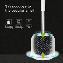 Soft Silicone Bristle Toilet Brush &holder Set Cleaning Brush Bathroom Wc Base - thumbnail 5
