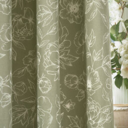 Wylder Nature Bella Floral Room Darkening Pencil Pleat Curtain Pair Sage (W)168Cm X (D)229Cm - thumbnail 4