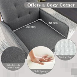 Costway Modern Upholstered Sofa Chair Linen Fabric Accent Armchair Leisure Lounge Chair - thumbnail 7