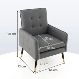 Costway Modern Upholstered Sofa Chair Linen Fabric Accent Armchair Leisure Lounge Chair - thumbnail 3
