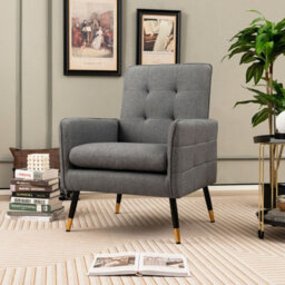 Costway Modern Upholstered Sofa Chair Linen Fabric Accent Armchair Leisure Lounge Chair