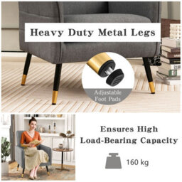 Costway Modern Upholstered Sofa Chair Linen Fabric Accent Armchair Leisure Lounge Chair - thumbnail 8