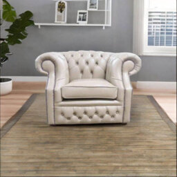Chesterfield Club Chair Vele Pebble Real Leather In Buckingham Style - thumbnail 3