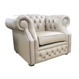Chesterfield Club Chair Vele Pebble Real Leather In Buckingham Style - thumbnail 2