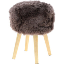 Fenland Sheepskin Fenland's Real Sheepskin Handmade Stool Mink With Wooden Legs - (H) 50Cm (Diameter) 39Cm - thumbnail 4