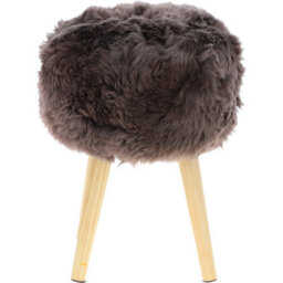 Fenland Sheepskin Fenland's Real Sheepskin Handmade Stool Mink With Wooden Legs - (H) 50Cm (Diameter) 39Cm - thumbnail 1