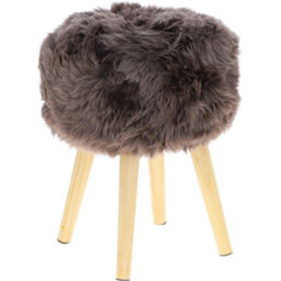 Fenland Sheepskin Fenland's Real Sheepskin Handmade Stool Mink With Wooden Legs - (H) 50Cm (Diameter) 39Cm - thumbnail 2
