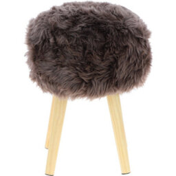 Fenland Sheepskin Fenland's Real Sheepskin Handmade Stool Mink With Wooden Legs - (H) 50Cm (Diameter) 39Cm - thumbnail 3