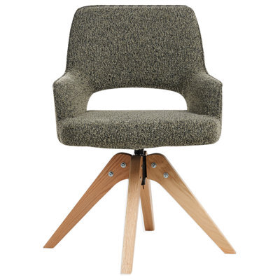 Wyld and Coco Nordic Nest Swivel Dining Chair - Green Boucle, Curved Ergonomic Back, Oak Legs - image 1
