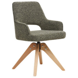 Wyld and Coco Nordic Nest Swivel Dining Chair - Green Boucle, Curved Ergonomic Back, Oak Legs - thumbnail 4